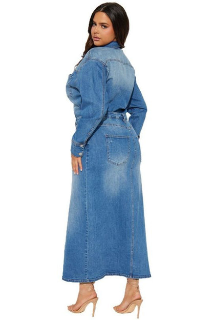 Women's Fashion Denim Long Maxi Dress