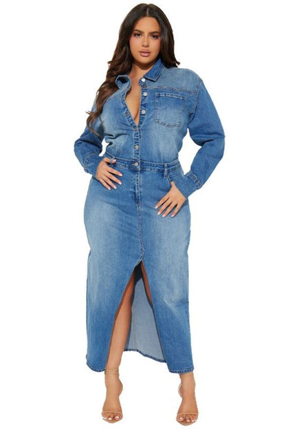 Women's Fashion Denim Long Maxi Dress