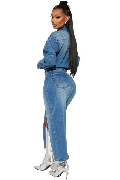 Women's Fashion Denim Long Maxi Dress
