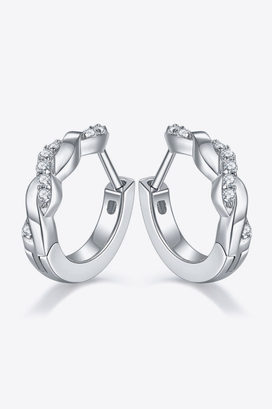 Twisted Platinum-Plated Diamond Earrings