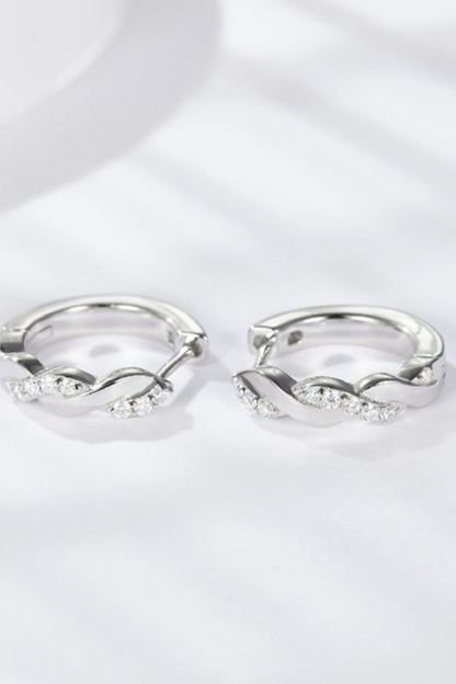Twisted Platinum-Plated Diamond Earrings