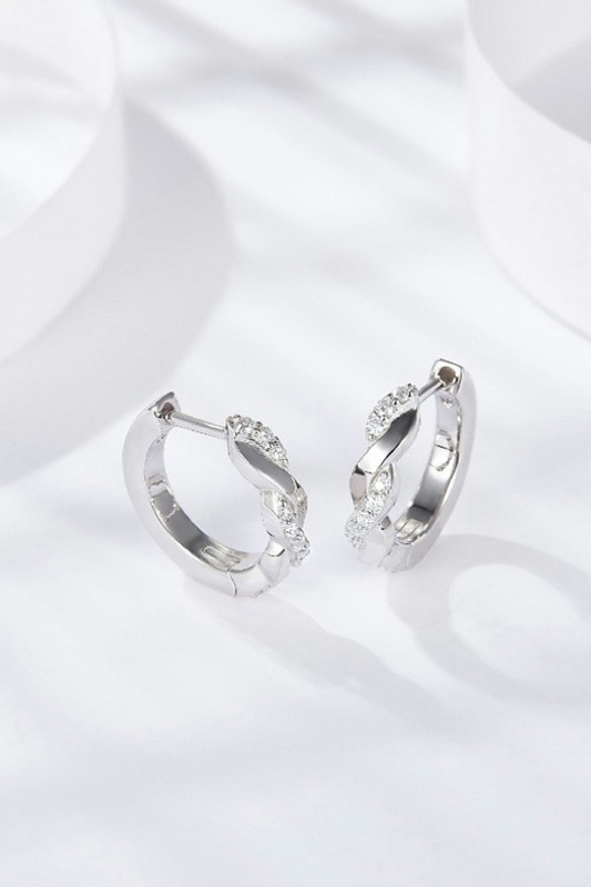 Twisted Platinum-Plated Diamond Earrings