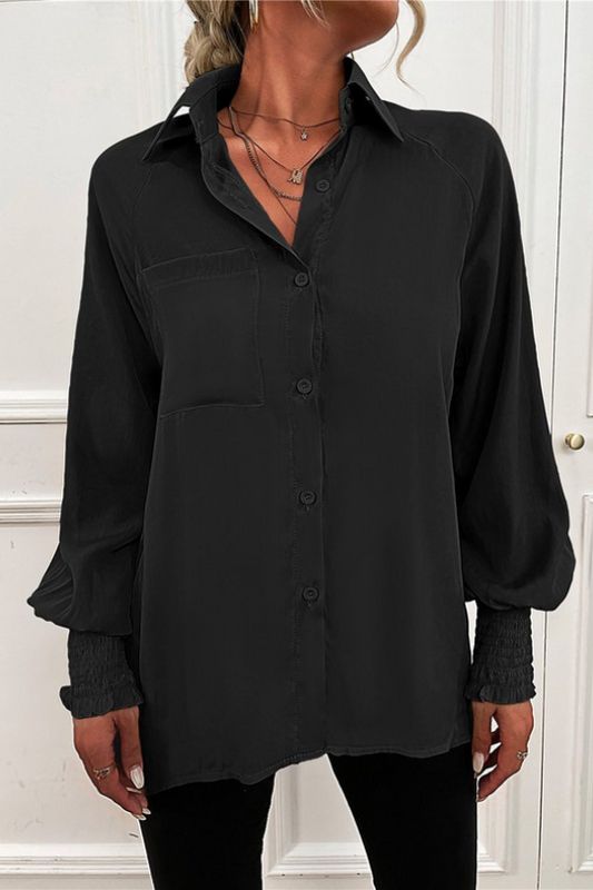 Classic Long Sleeve Button Down Blouse