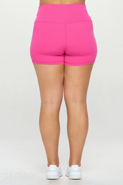 Solid Plus Size Curvy Activewear Workout Shorts