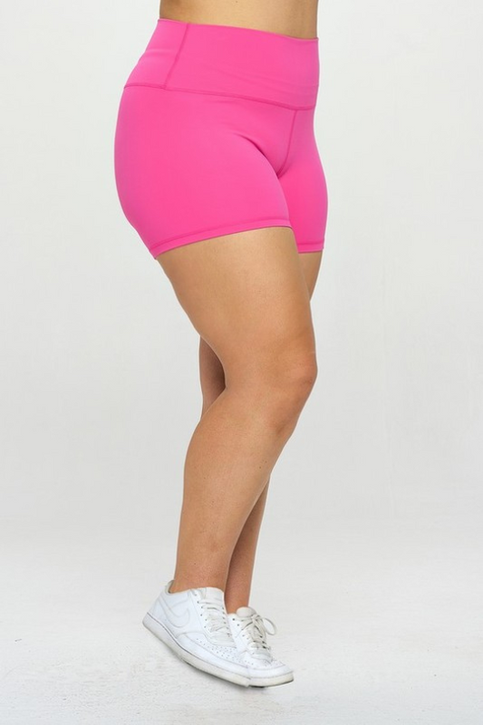 Solid Plus Size Curvy Activewear Workout Shorts