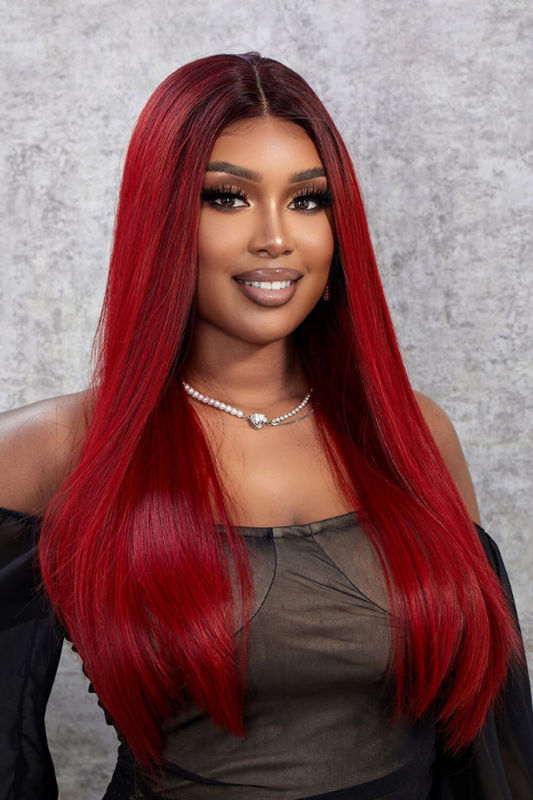 Crimson Red Straight Lace Front Wig