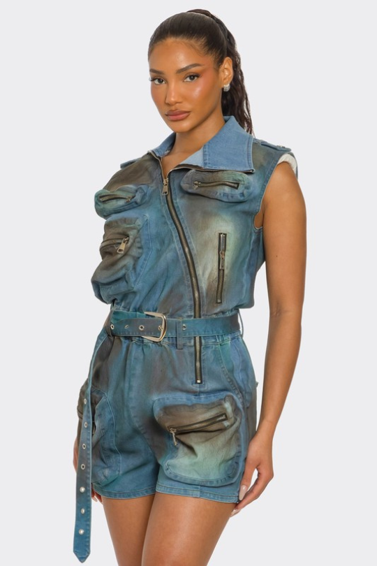 Elemental Urban Edge Zipper Utility Romper