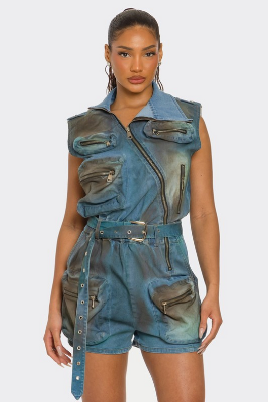 Elemental Urban Edge Zipper Utility Romper