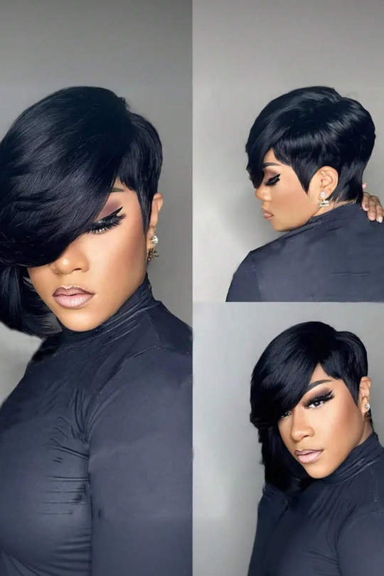 Short Brazilian Half Pixie Cut Wig