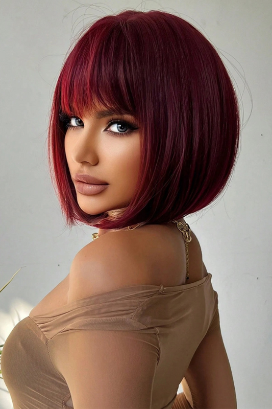Women's Short Burgundy Full Bob Wig