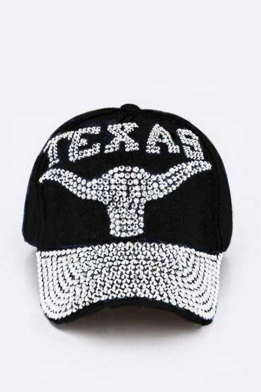 Texas Rhinestone Embellished Denim Cap