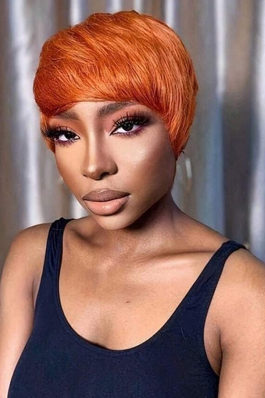 Layered Orange Ginger Pixie Short Wig