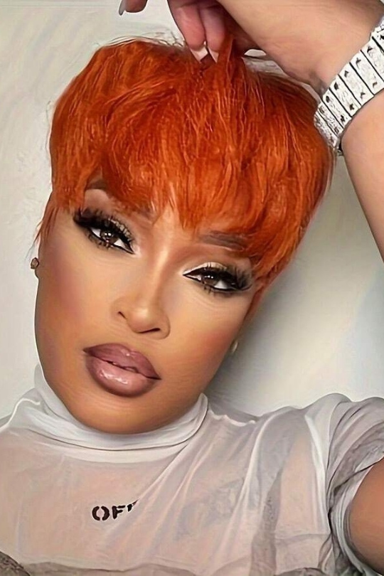 Layered Orange Ginger Pixie Short Wig