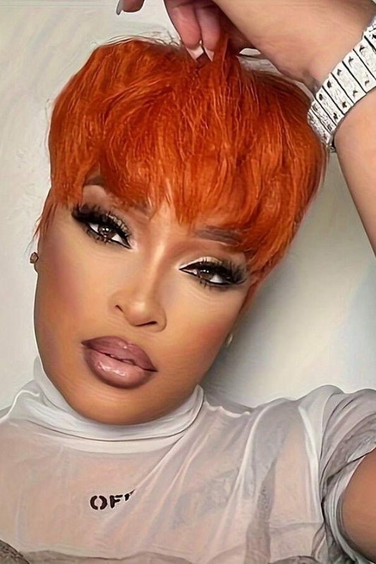 Layered Orange Ginger Pixie Short Wig