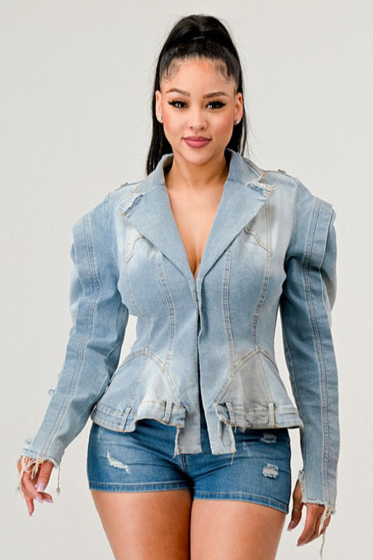 Vintage Lapel Denim Jean Jacket