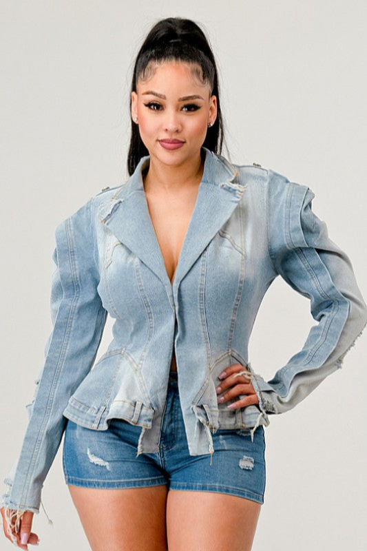 Vintage Lapel Denim Jean Jacket