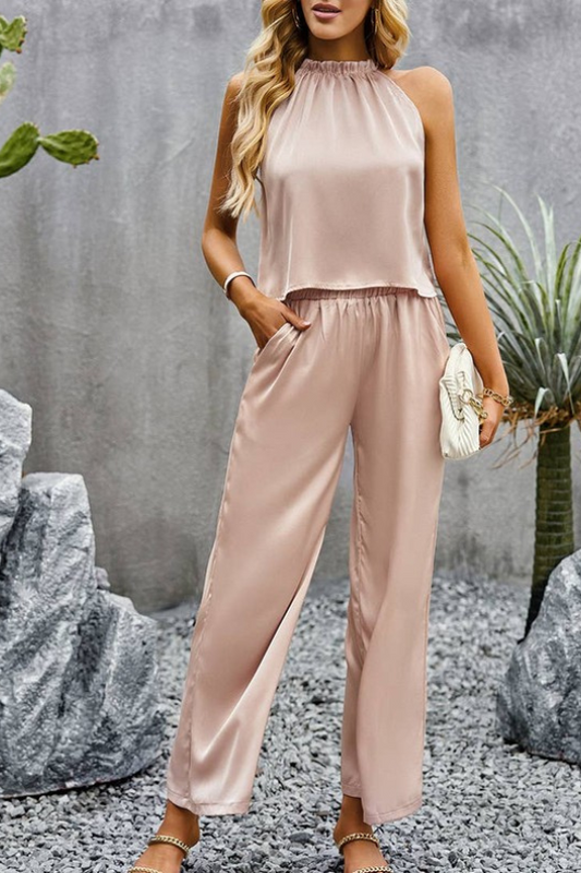 Women's Two Piece Wide Leg Pants Set