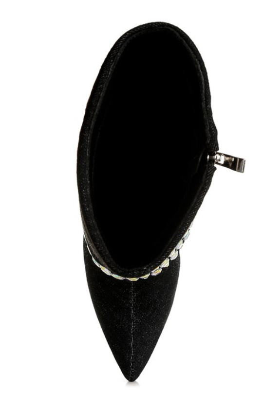 Women's Rhinestone Detail Denim Boots