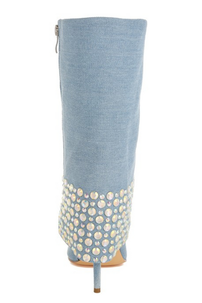 Women's Rhinestone Detail Denim Boots