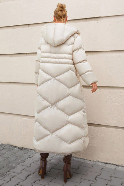 Women Hooded Detailed Long Winter Puffer Coats