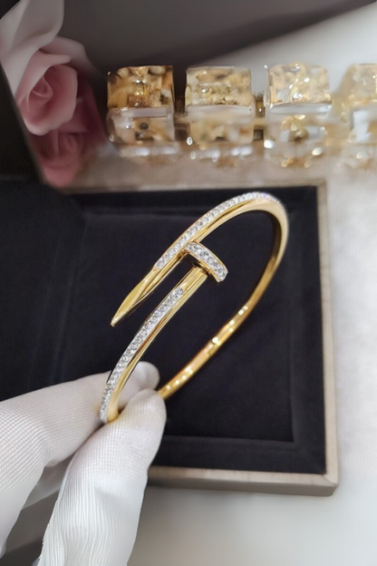 Crystal Edge Nail Bangle Bracelet