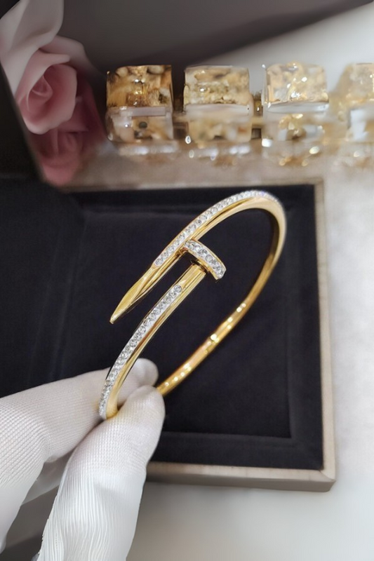 Crystal Edge Nail Bangle Bracelet