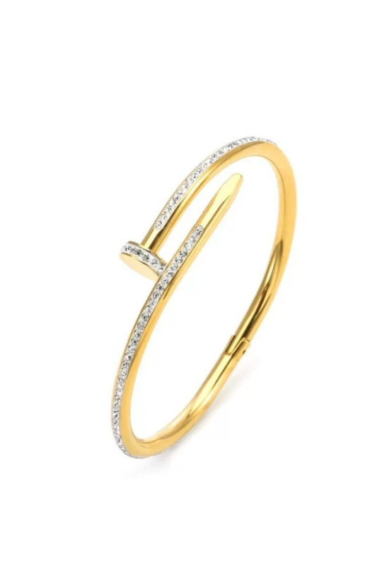 Crystal Edge Nail Bangle Bracelet