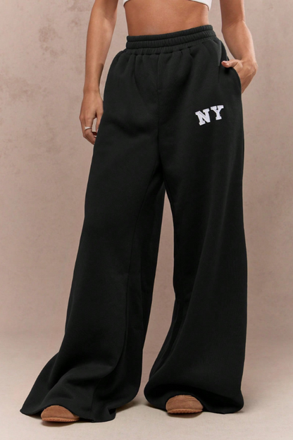NY Wide Waist High Athletic Track Sweatpants