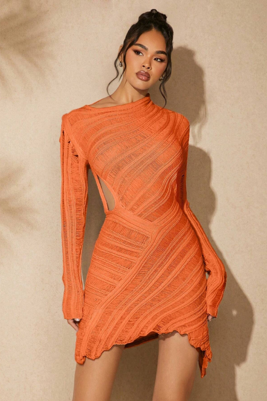 Follow Me Hollow Out Bodycon Sweater Dress