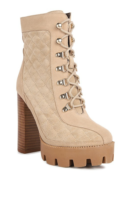 Women's Quilted Fine Suede Ankle Boots