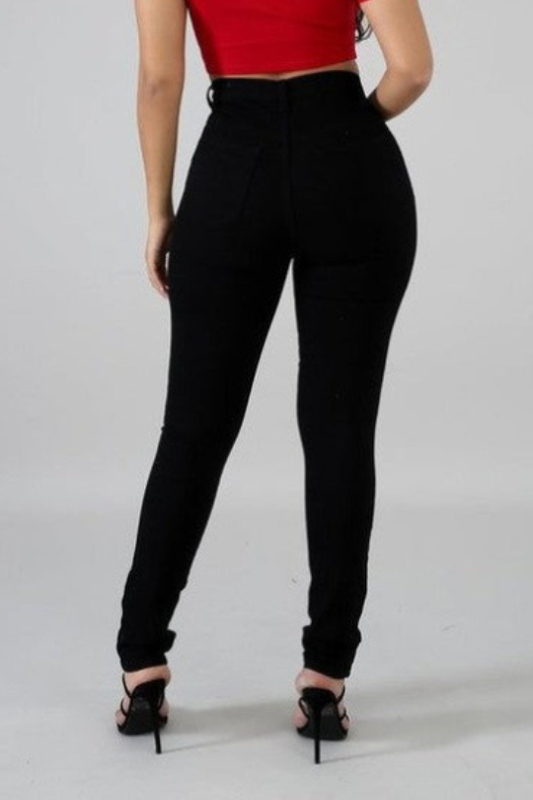 Women's Plaid Distressed Patch Fitted Jean