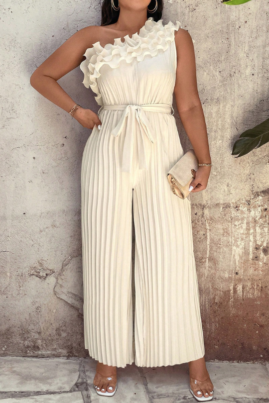 Women's Plus Size Oblique-Shoulder Jumpsuit