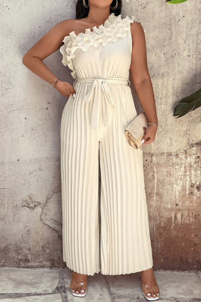 Women's Plus Size Oblique-Shoulder Jumpsuit