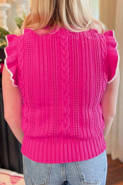 Ruffled Knitted Butterfly Trim Sweater