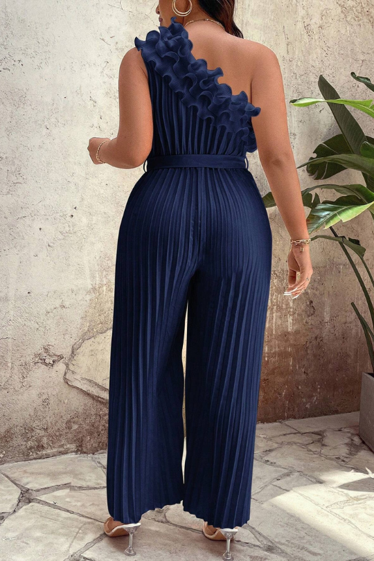 Women's Plus Size Oblique-Shoulder Jumpsuit