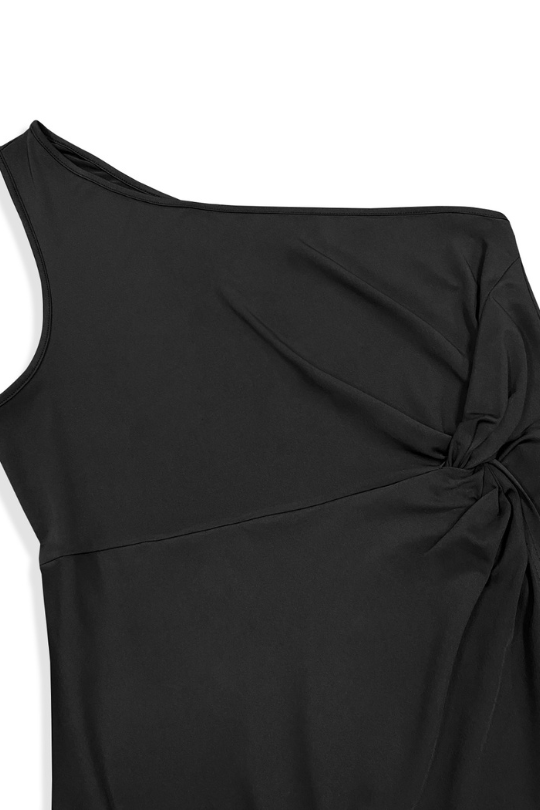 Plus Size Twisted One Shoulder Sleeveless Midi Dress
