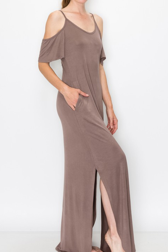 Stretch Casual Off Shoulder Maxi Dress