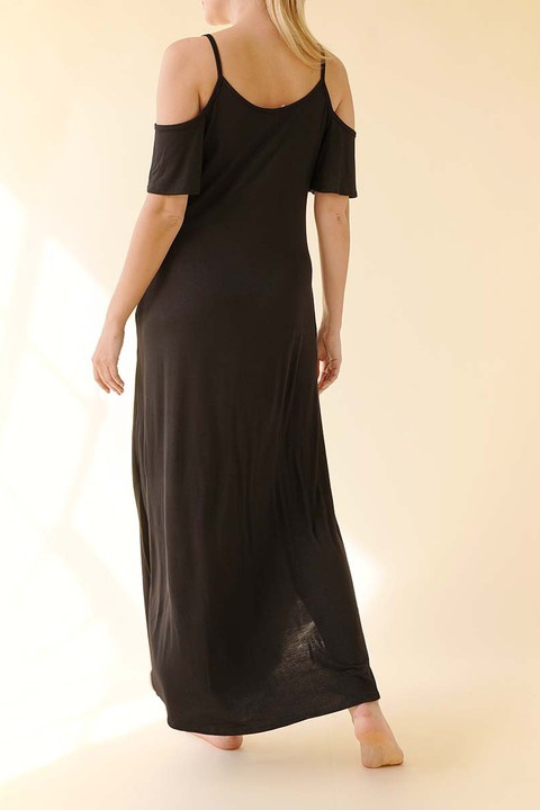 Stretch Casual Off Shoulder Maxi Dress