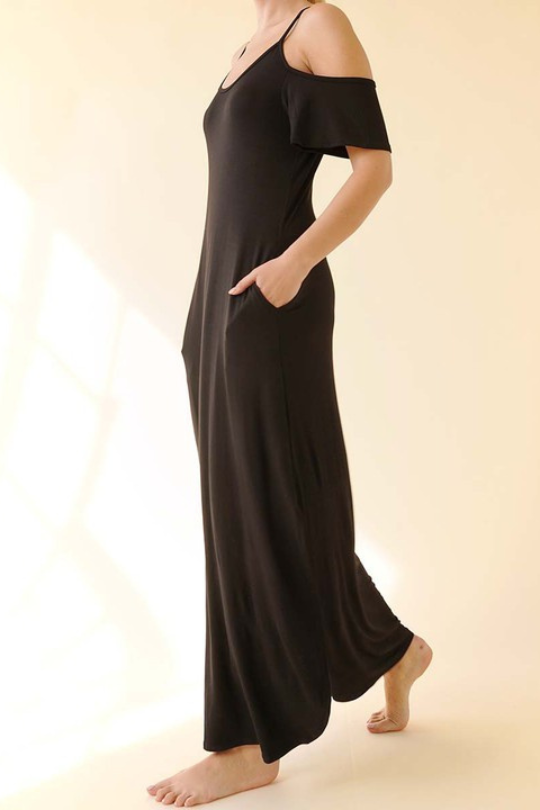 Stretch Casual Off Shoulder Maxi Dress