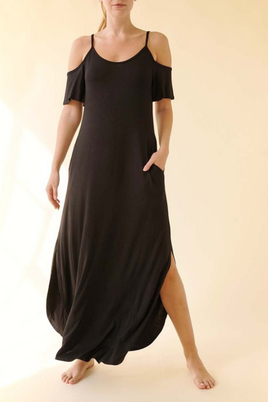 Stretch Casual Off Shoulder Maxi Dress