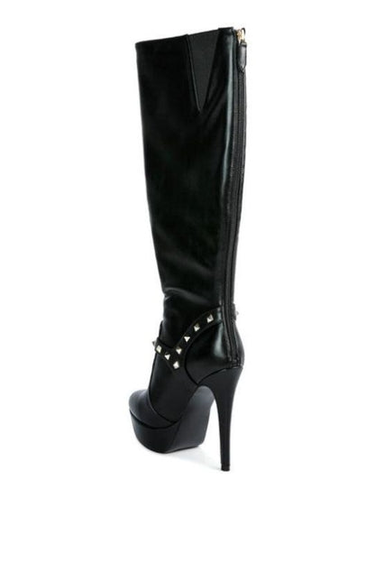 Mid Calf Patent Leather Stiletto Boots