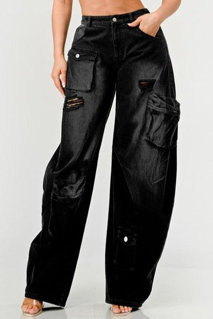 Legacy Black Washed Out Cargo Pants