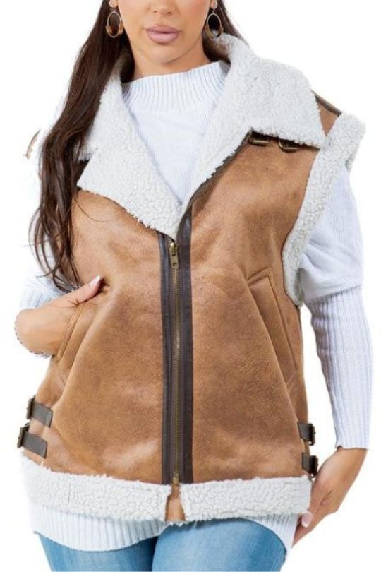 Women's New York Shearling Vest Jacket