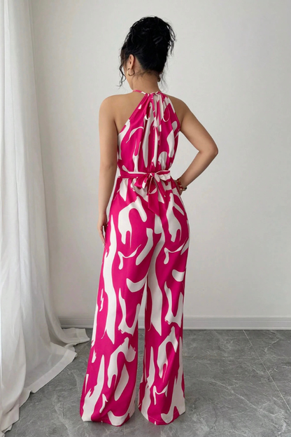 Women's Tall Pattern One Piece Halter Jumpsuit