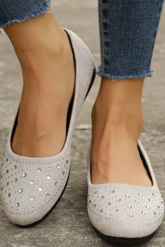 Zapatos planos sin cordones con diamantes de imitación para mujer