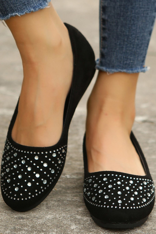 Zapatos planos sin cordones con diamantes de imitación para mujer