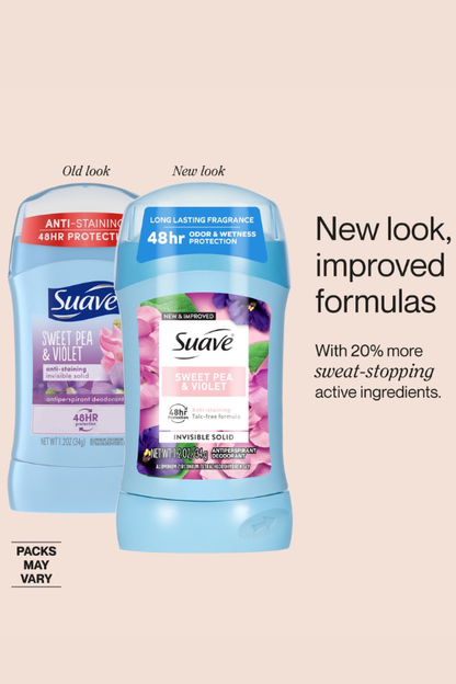 Suave Antiperspirant Deodorant For Women, 48hr Protection, Sweet Pea & Violet, 1.2 oz
