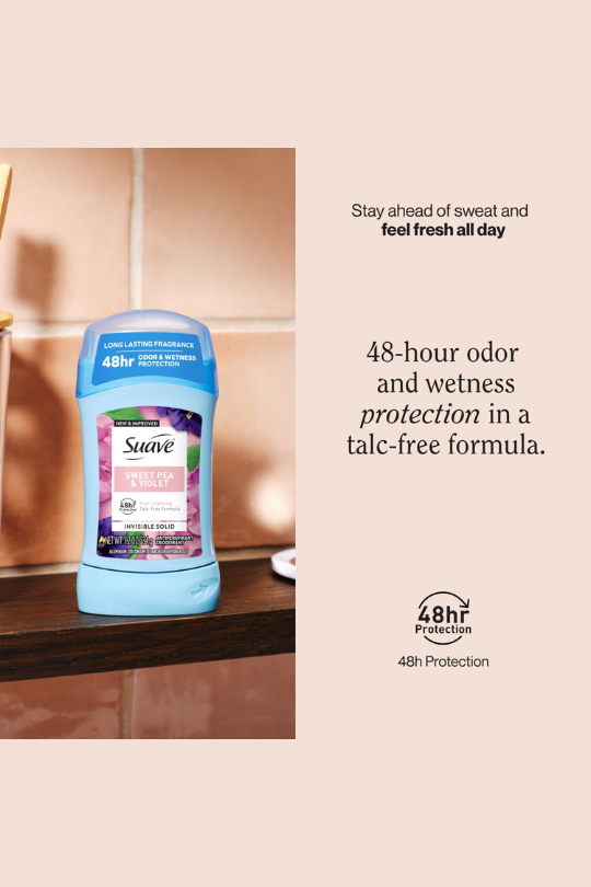 Suave Antiperspirant Deodorant For Women, 48hr Protection, Sweet Pea & Violet, 1.2 oz