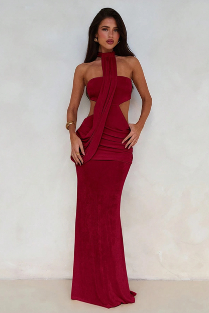 Sexy Bandage Chiffon Wrap Bodycon Maxi Dress