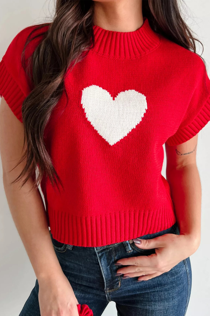 Heartfelt Love Short Sleeve Sweetheart Sweater